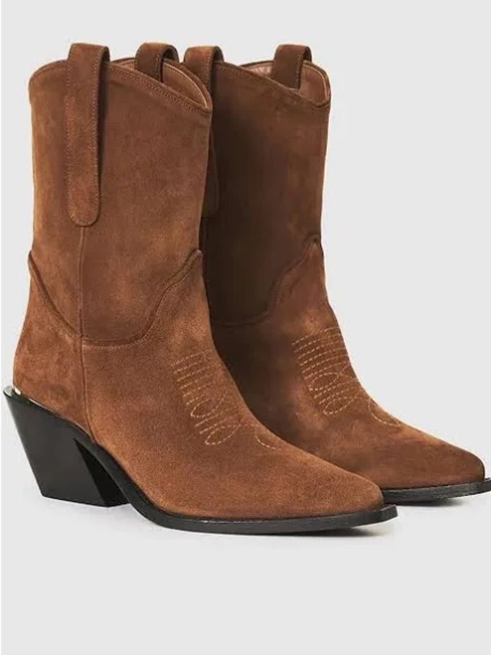 Anine Bing Suede Western Ankle Boots in Brown